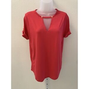 Michael Kors Women's  Pink Blouse With Gold Logo Buttons SZ  S